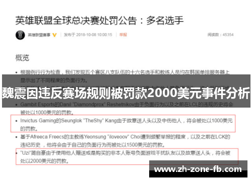 魏震因违反赛场规则被罚款2000美元事件分析